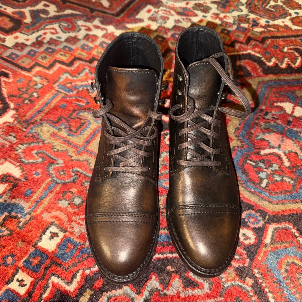 New In Box Thursday Boots Womens Black Coffee Leather Captain Boot Size 8.5 - Picture 2 of 12